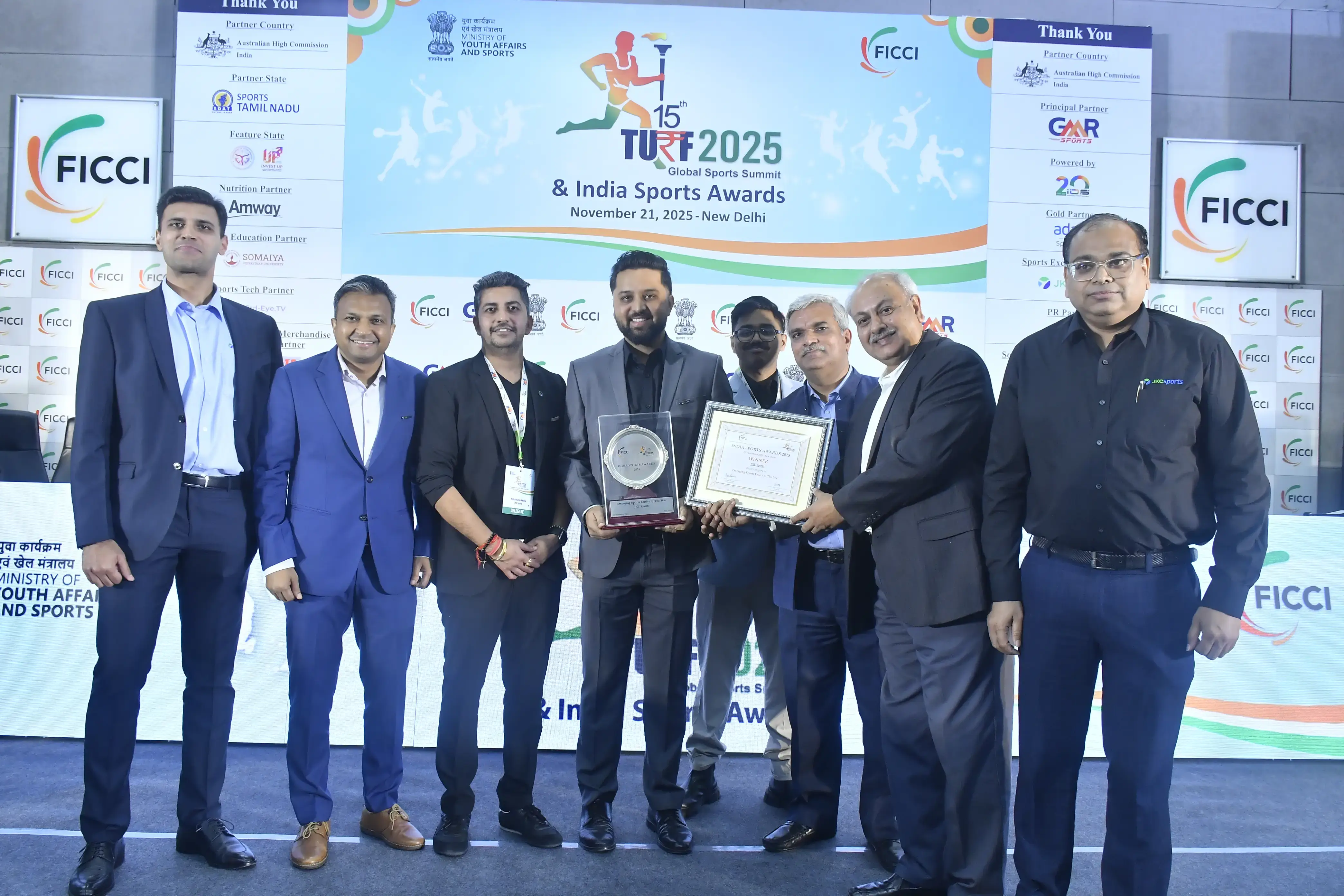 JKC Sports wins ‘Emerging Sports Entity of the Year’ at the FICCI India Sports Awards 2025